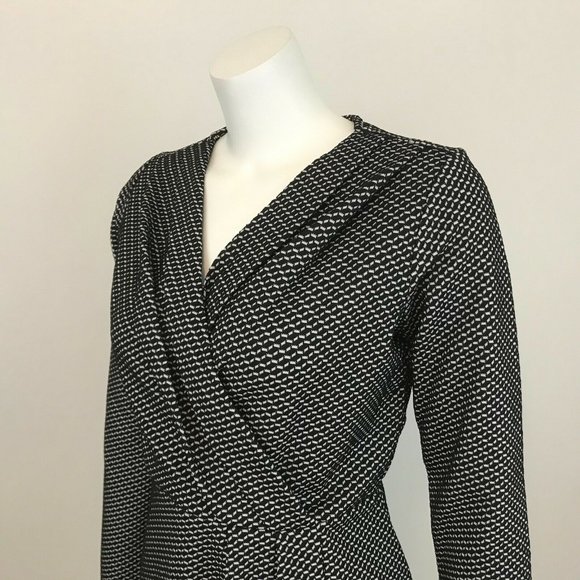 NY Collection Black White Faux Wrap Dress PM - Picture 2 of 7